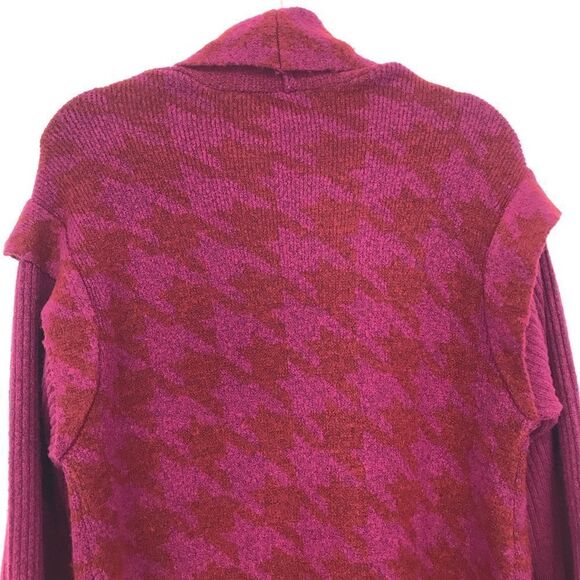 Liz Claiborne Magenta Houndstooth Knit Long Duster Cardigan Sweater - Picture 11 of 16